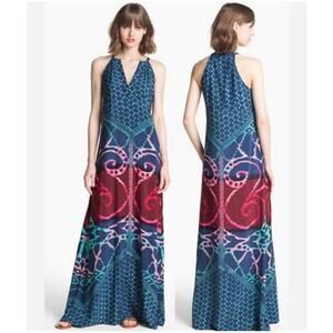 Donna Morgan Blue and Red Maxi Dress